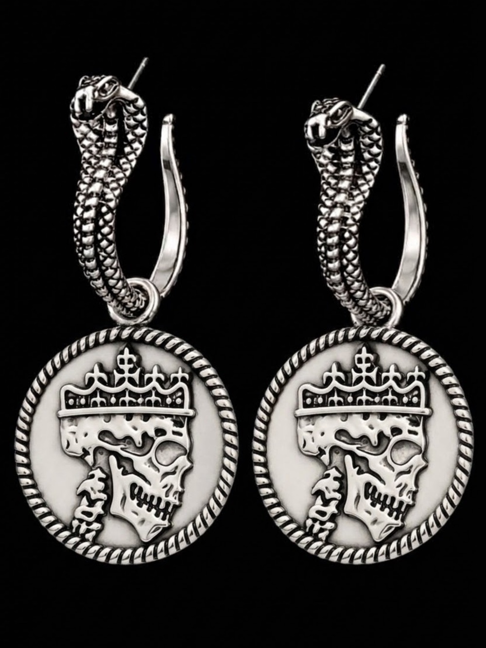 “Cursed Aztec Coin” Pirate Doubloon Pieces of Eight Crown Skull Cobra Snake Hoop